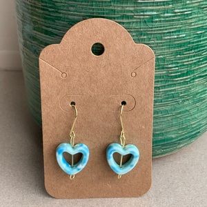 handmade blue heart earrings!